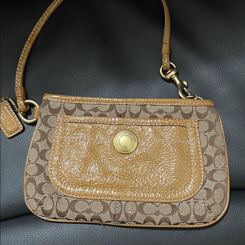 Coach Brown and Tan Wristlet
